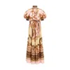Zimmermann Womens Mauve Jacobean Aster Billow Silk Maxi Dress Xl In Brown