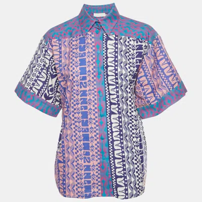 Zimmermann Multicolor Spliced Print Cotton Acadian Shirt In Purple