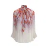 Zimmermann Crush Printed Viscose Shirt In White