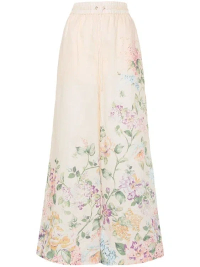 ZIMMERMANN MULTICOLORED HALLIDAY FLORAL-PRINT PALAZZO PANTS