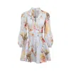 Zimmermann Multicolour Floral Linen Dress In Gray