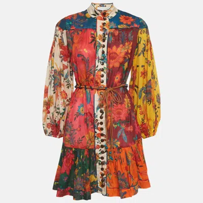 Zimmermann Multicolour Floral Print Cotton Tiered Mini Dress