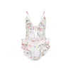 Zimmermann Multicolour Floral Swimsuit With Ruffled Edges And Adjustable Ties In Multi
