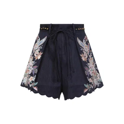ZIMMERMANN ZIMMERMANN MULTICOLOUR HIGH-WAISTED BERMUDAS WITH SCALLOPED HEM