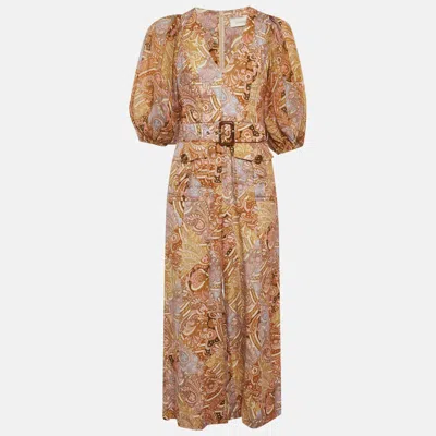 Zimmermann Multicolour Paisley Print Linen Belted Concert Jumpsuit