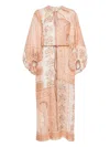 Zimmermann Multicolour Self-tie Dress In Neutral