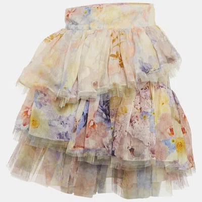 Zimmermann Multicolour Silk Blend Rhythmic Tiered Mini Skirt