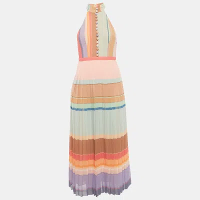 Zimmermann Multicolour Striped Picnic Pleated Midi Dress
