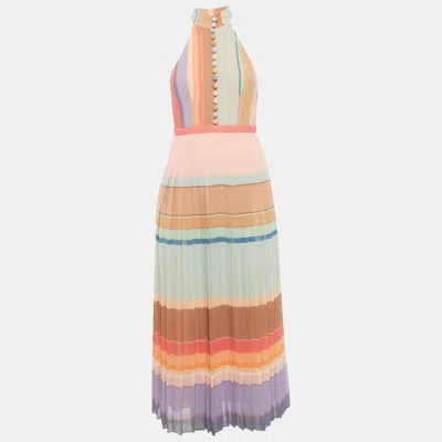 Pre-owned Zimmermann Multicolour Picnic Colour Block Pleated Midi Dress S