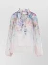 Zimmermann Multicolour Floral Top With High Neckline And Tie Detail