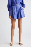 ZIMMERMANN NATURA BELTED WOOL & SILK SHORTS