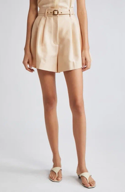 Zimmermann Natura Pleated Shorts In White ModeSens