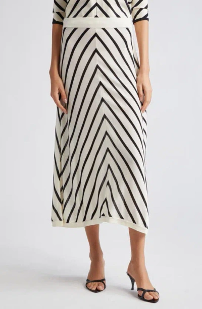 Zimmermann Natura Striped Stretch-knit Midi Skirt In Ivory