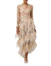 Zimmermann Natura Feathered Linen-silk Midi Dress In Multi