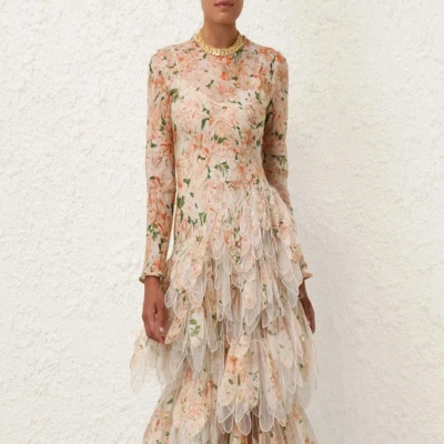 ZIMMERMANN NATURA FEATHER MIDI DRESS