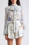 ZIMMERMANN NATURA FLORAL PRINT TIE NECK SHIRT