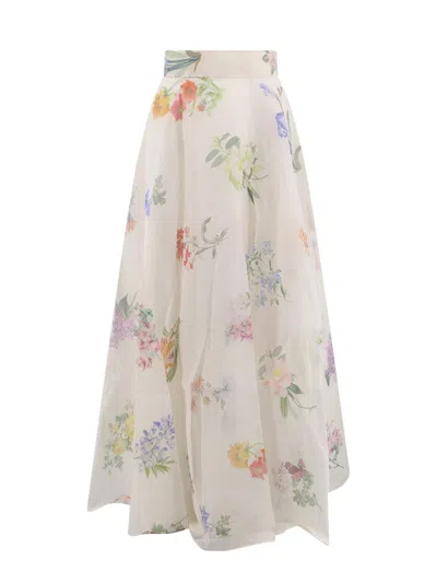 Zimmermann Natura Floral Printed Maxi Skirt In White