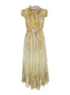 Zimmermann + Net Sustain Natura Appliquéd Belted Floral-print Recycled-crepon Midi Dress In Multicolor