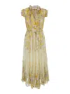 ZIMMERMANN YELLOW LONG DRESS WITH FLORAL PRINT IN VISCOSE WOMAN