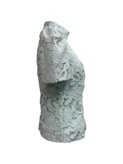 Pre-owned Zimmermann Natura High-neck Lace Blouse In Green