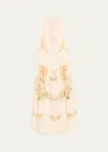 Zimmermann Natura Lace-trimmed Linen-silk Maxi Dress In Coral Mixed Print