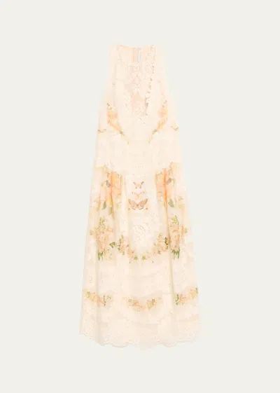 Zimmermann Natura Lace Patch Tank Dress In Pink
