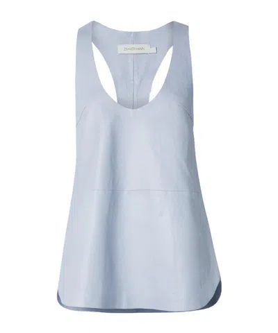 Zimmermann Natura Scooped Leather Tank Top In Blue