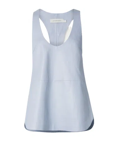 Zimmermann Natura Leather Vest In Blue