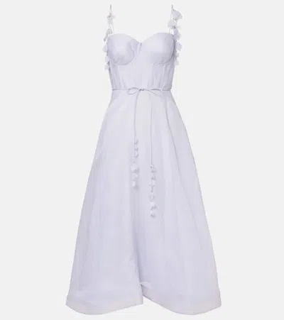 Zimmermann Natura Linen And Silk Corset Dress In Blue