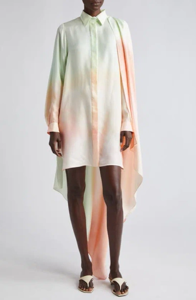 ZIMMERMANN NATURA LONG SLEEVE SILK MINI SHIRTDRESS