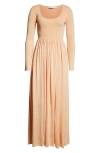 Zimmermann Metallic Stretch-knit Maxi Dress In Peach