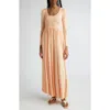 Zimmermann Metallic Stretch-knit Maxi Dress In Peach