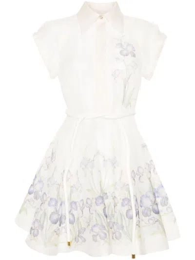 Zimmermann White Natura Flip Floral-print Minidress