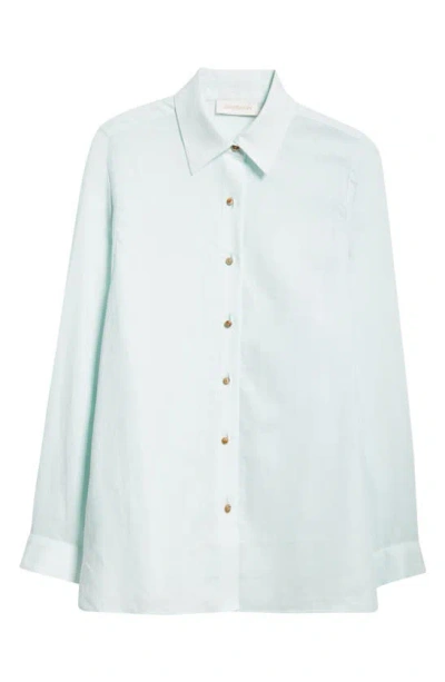 Zimmermann Natura Stand-collar Shirt In 라이트 그린