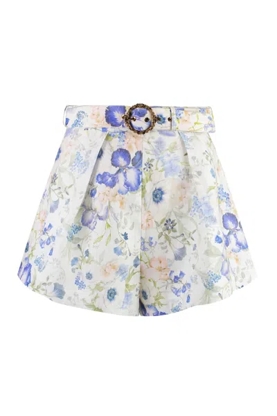 Zimmermann Natura Printed Linen Shorts In Multicolor
