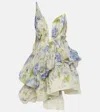 Zimmermann Natura Ruffled Organza Corset Minidress In Multicoloured