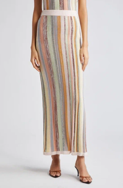 Zimmermann Striped Ribbed-knit Midi Skirt In Multicolor