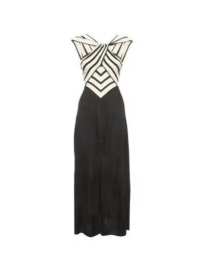 Pre-owned Zimmermann Natura Striped Maxi Dress In Black