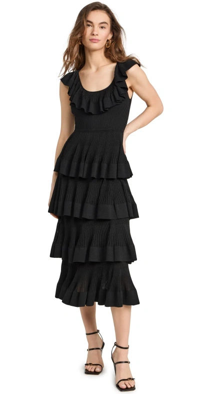 Zimmermann Natura Tiered Ruffle Dress Black