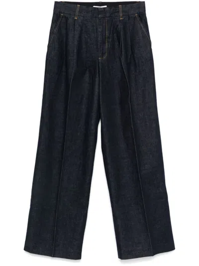 Zimmermann Navy Blue Denim Concealed Front Button Trousers In Black