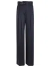 Zimmermann High Waist Silk Wide Leg Trousers In Blue