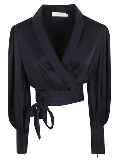 Zimmermann Navy/blue Silk Wrap Top
