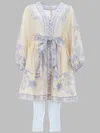 Zimmermann Womens Indra Plunge Linen Mini Dress Cream Lilac Floral In Neutral
