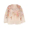 Zimmermann Illuminate Pleated Floral-print Linen And Silk-blend Blouse