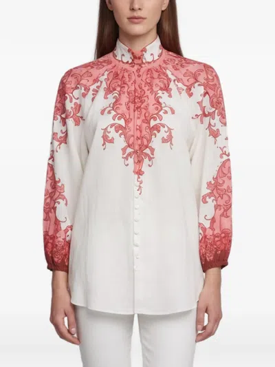 Pre-owned Zimmermann Nina Baroque-print Blouse In White
