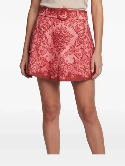 Pre-owned Zimmermann Nina Baroque-print Shorts In Pink