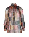 Zimmermann Ninety-six Lattice-trimmed Printed Blouse In Multicolor Linen And Silk-blend Gauze In Multi