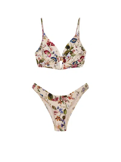 Zimmermann Nylon Bikini With Floral Print In Multi