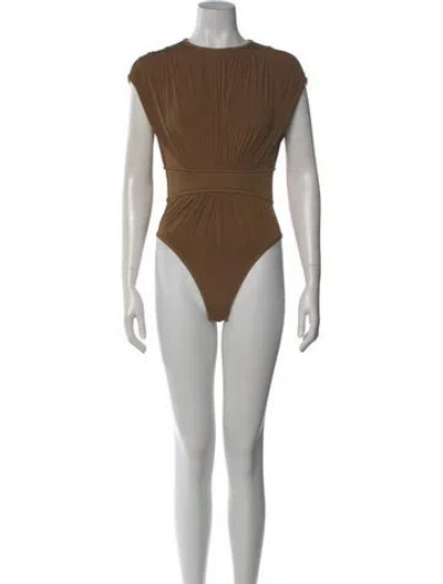 Pre-owned Zimmermann Nylon Crew Neck Bodysuit In Brown
