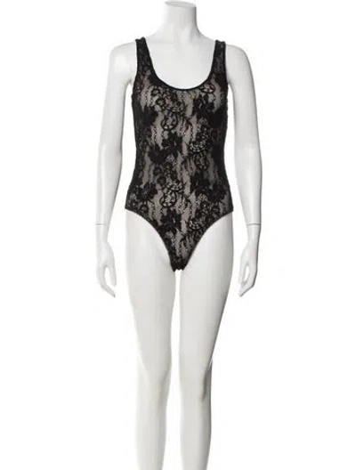 Pre-owned Zimmermann Nylon Floral Print Bodysuit In Black